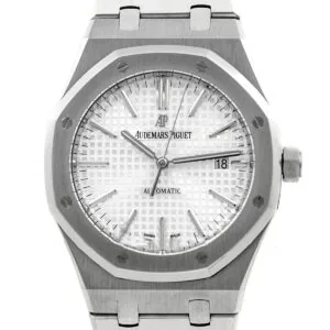 Royal Oak 15400 acero esfera blanca