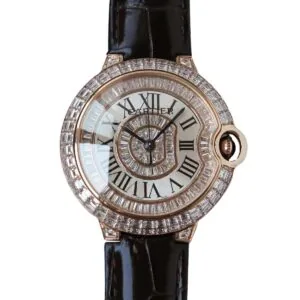 Ballon Bleu de Cartier 42mm weißes Zifferblatt mit Diamanten in Roségold