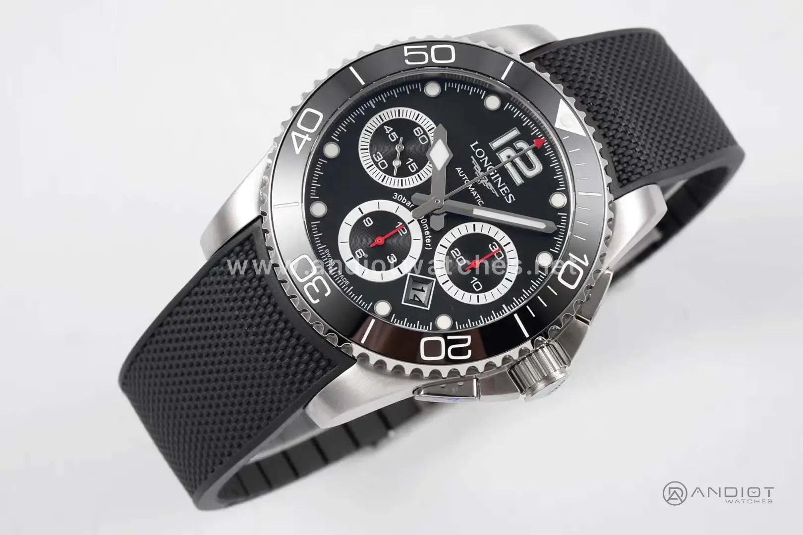 Hydroconquest quadrante nero su cinturino in gomma - immagine 2