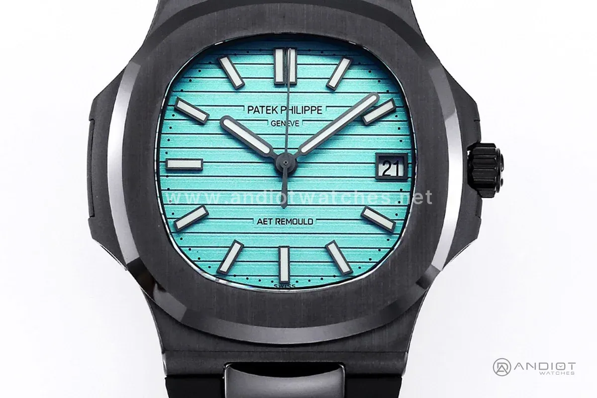 AET Nautilus 5711 Roselend Blue Dial Black Ceramic
