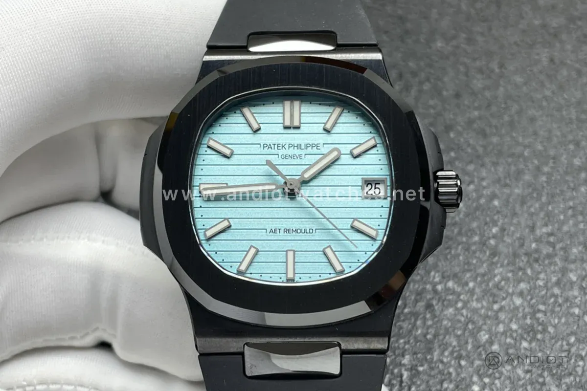 AET Nautilus 5711 Roselend Blue Dial Black Ceramic