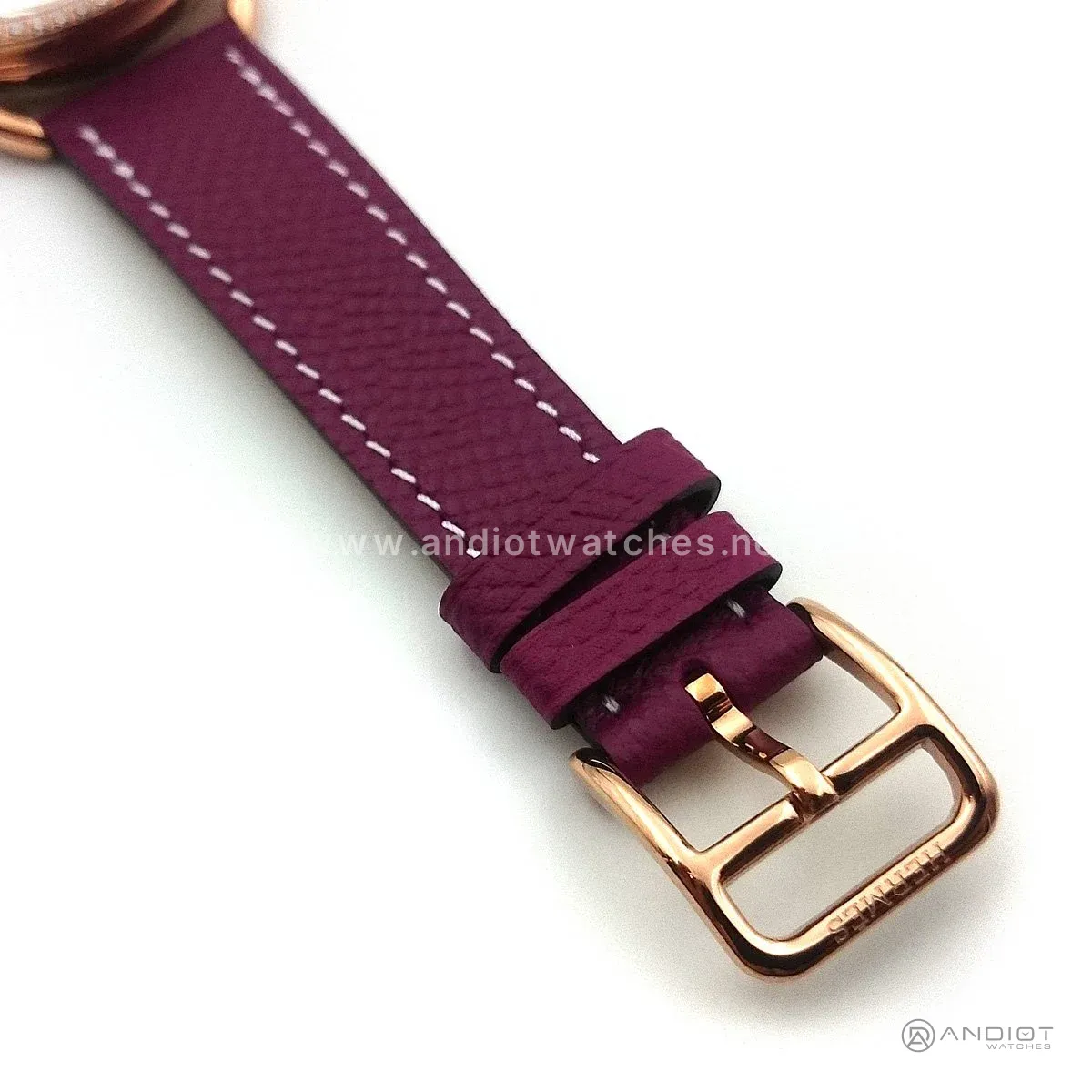 Arceau Rose Gold with Diamond Bezel on Violet Epsom Leather Strap