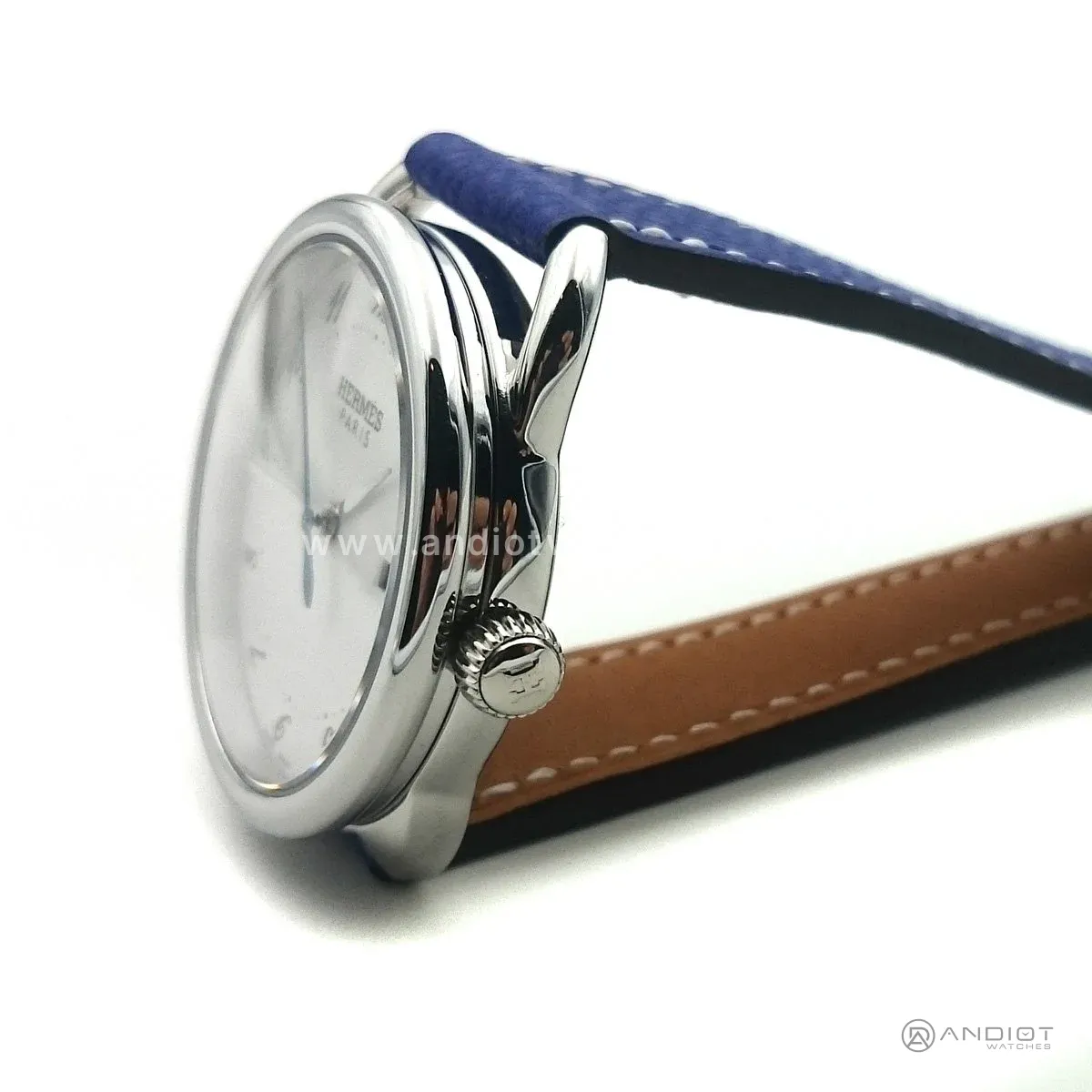 Arceau Steel on Blue Epsom Leather Strap