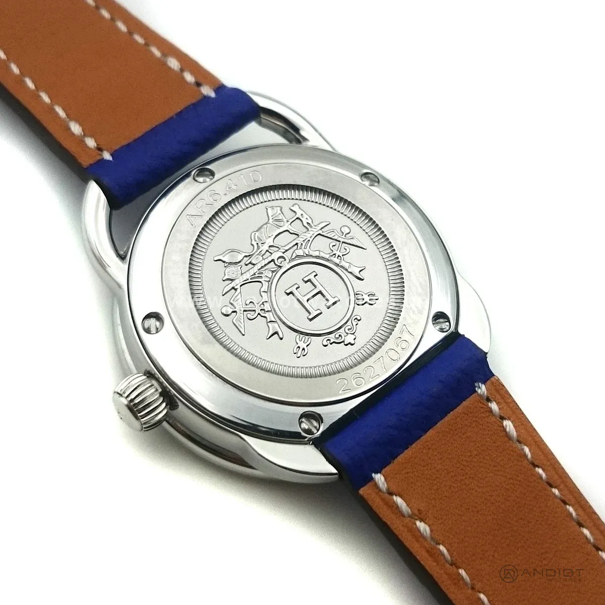 Arceau Steel on Blue Epsom Leather Strap