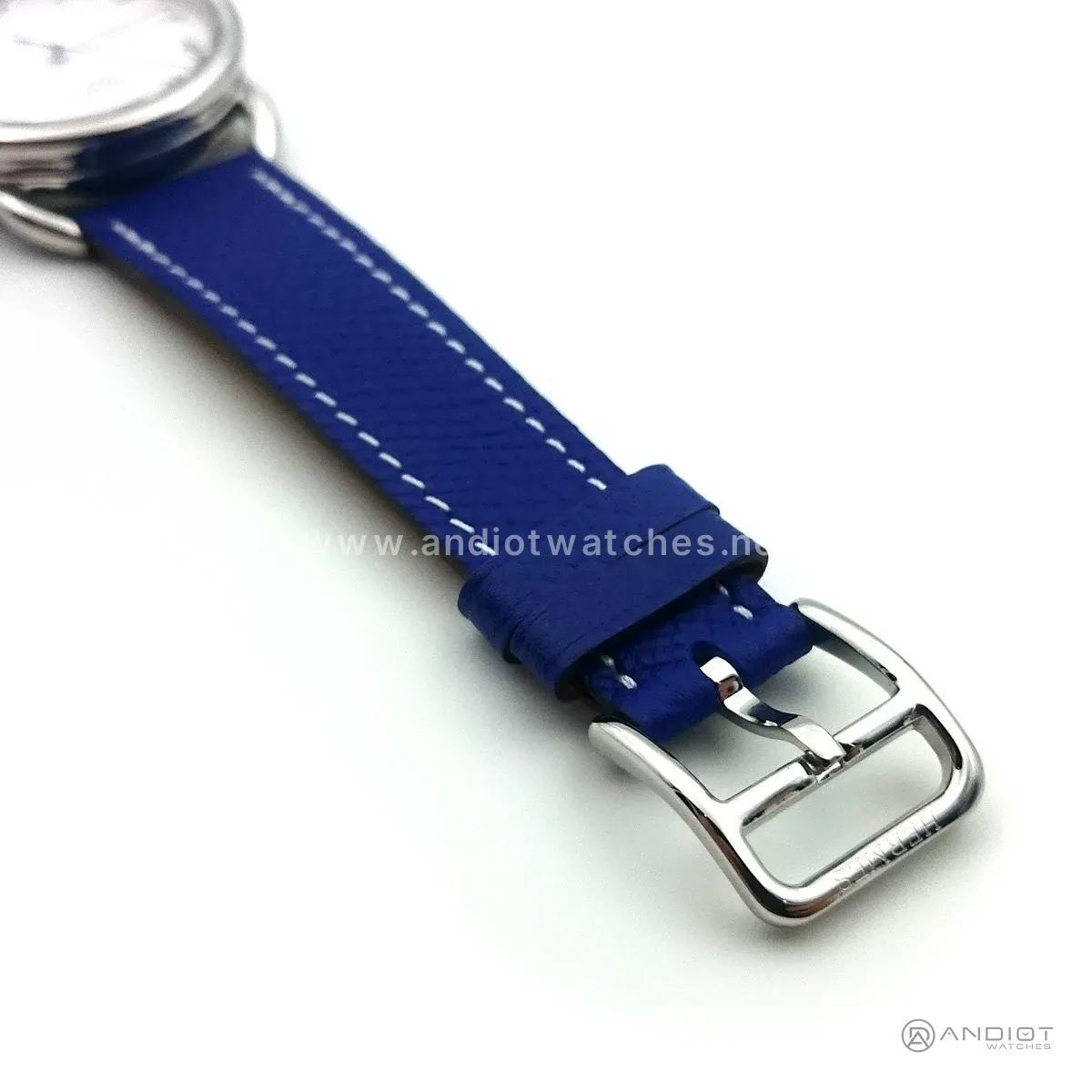 Arceau Steel on Blue Epsom Leather Strap