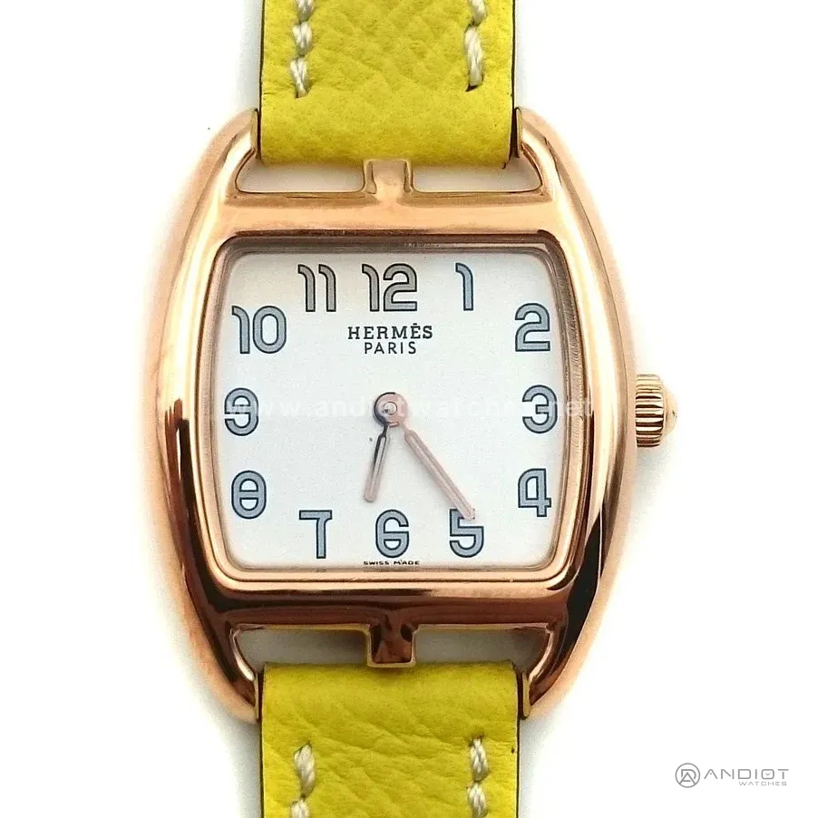 Cape Cod Tonneau Rose Gold on Yellow Epsom Leather Strap
