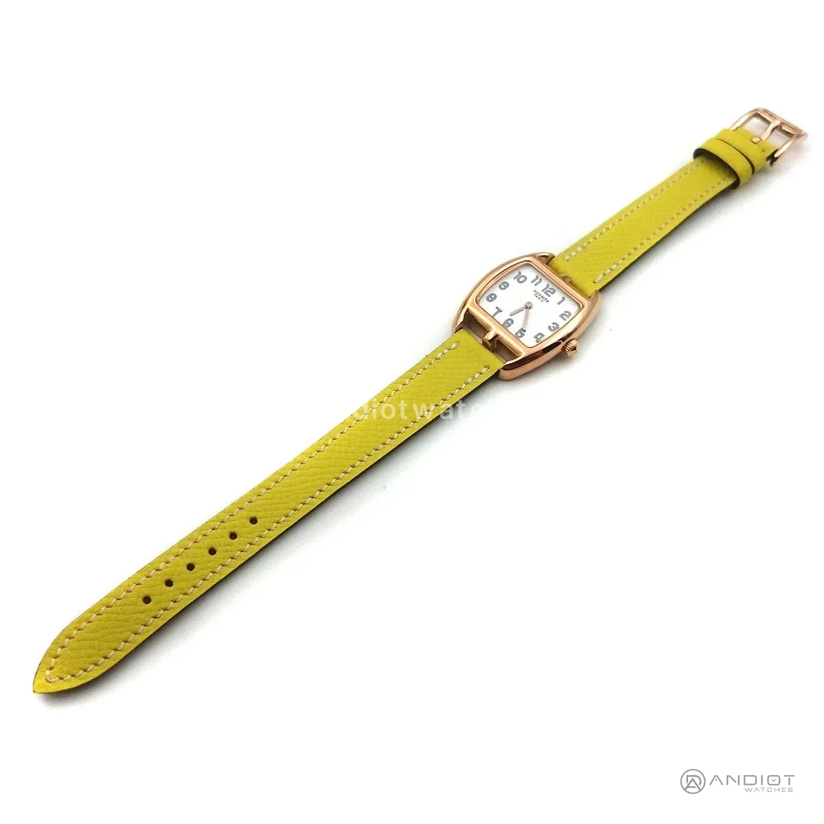 Cape Cod Tonneau Rose Gold on Yellow Epsom Leather Strap
