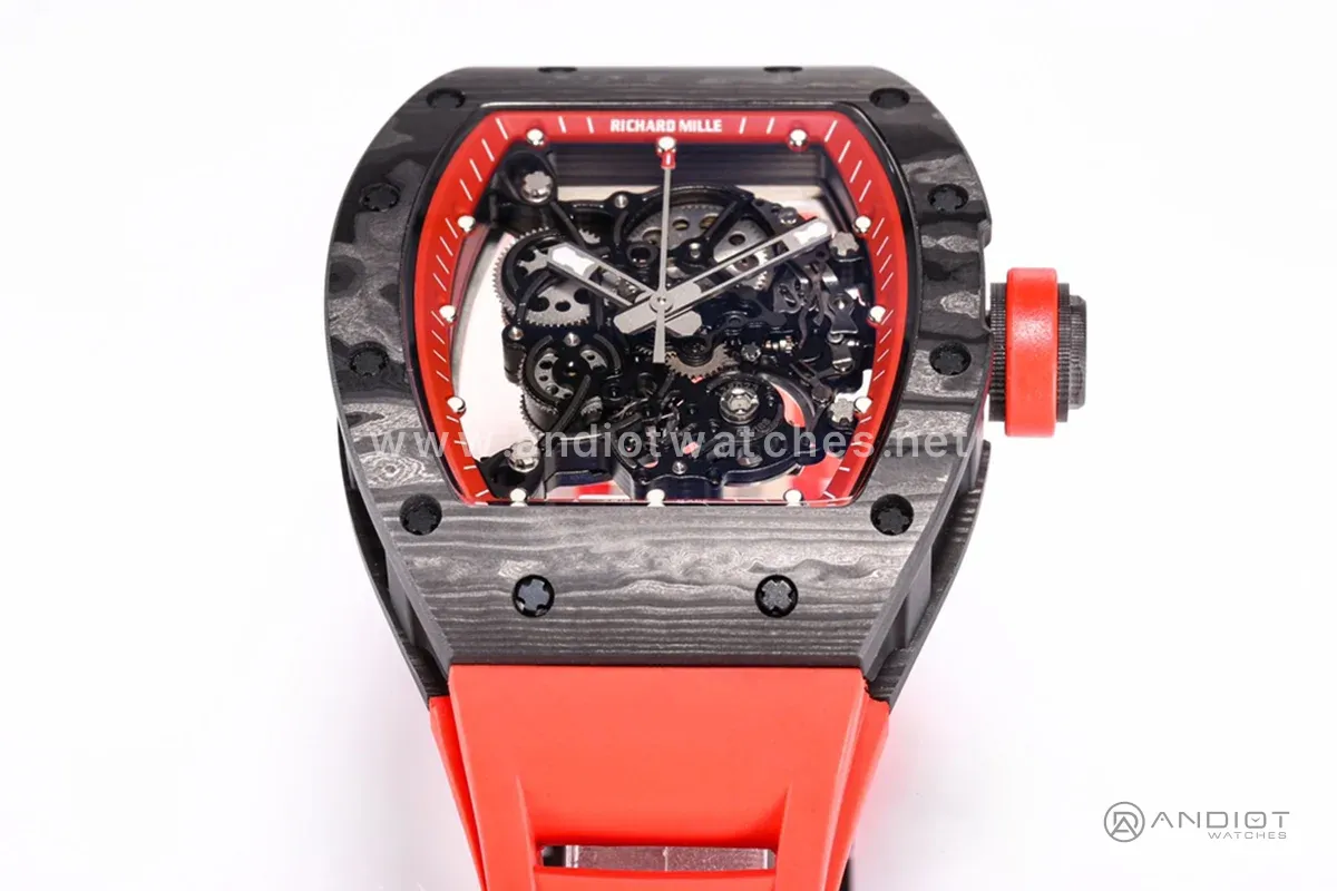 RM 055 Bubba Watson in NTPT Carbon Red Rubber Strap