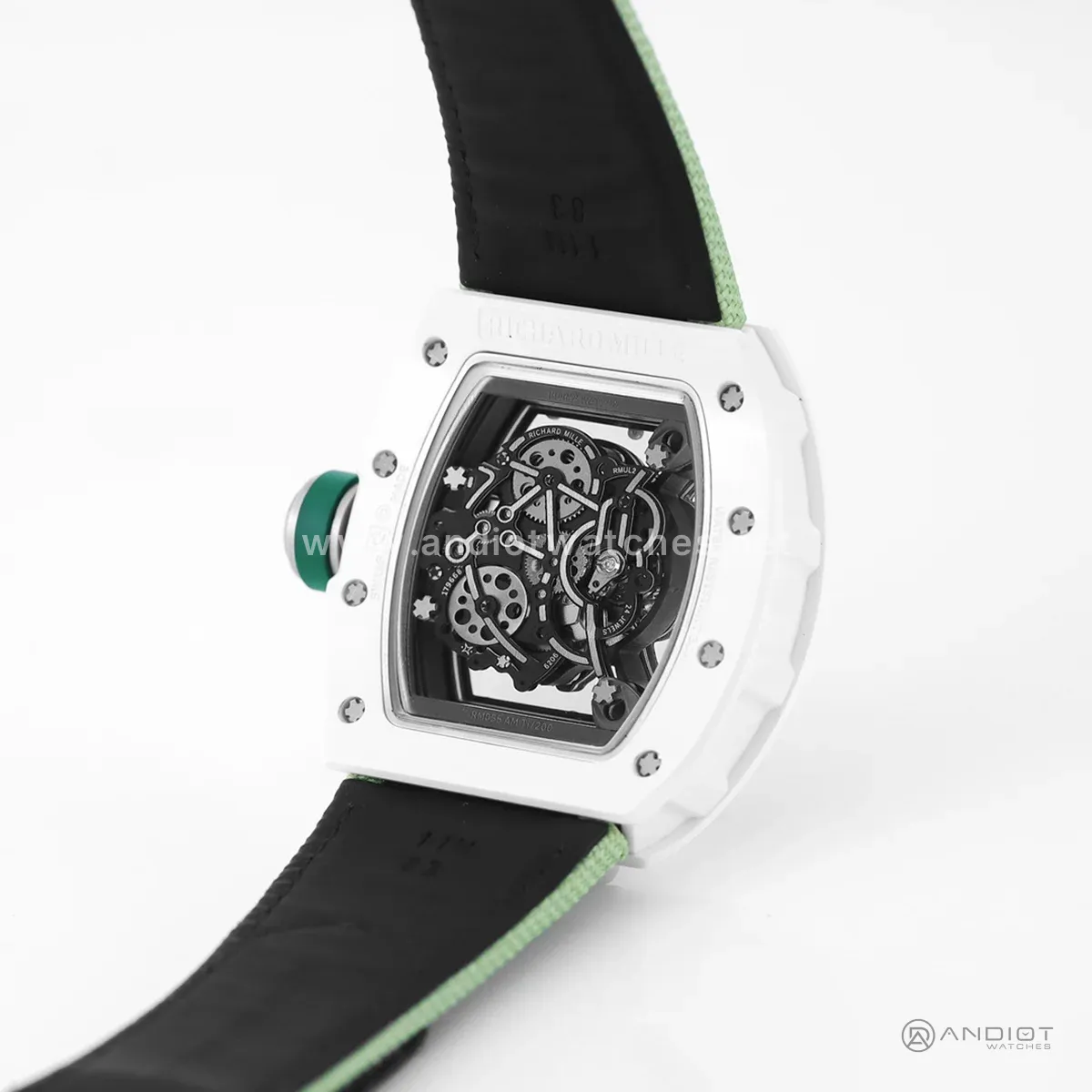 RM 055 White Bubba Watson White Ceramic on Green Nylon Strap