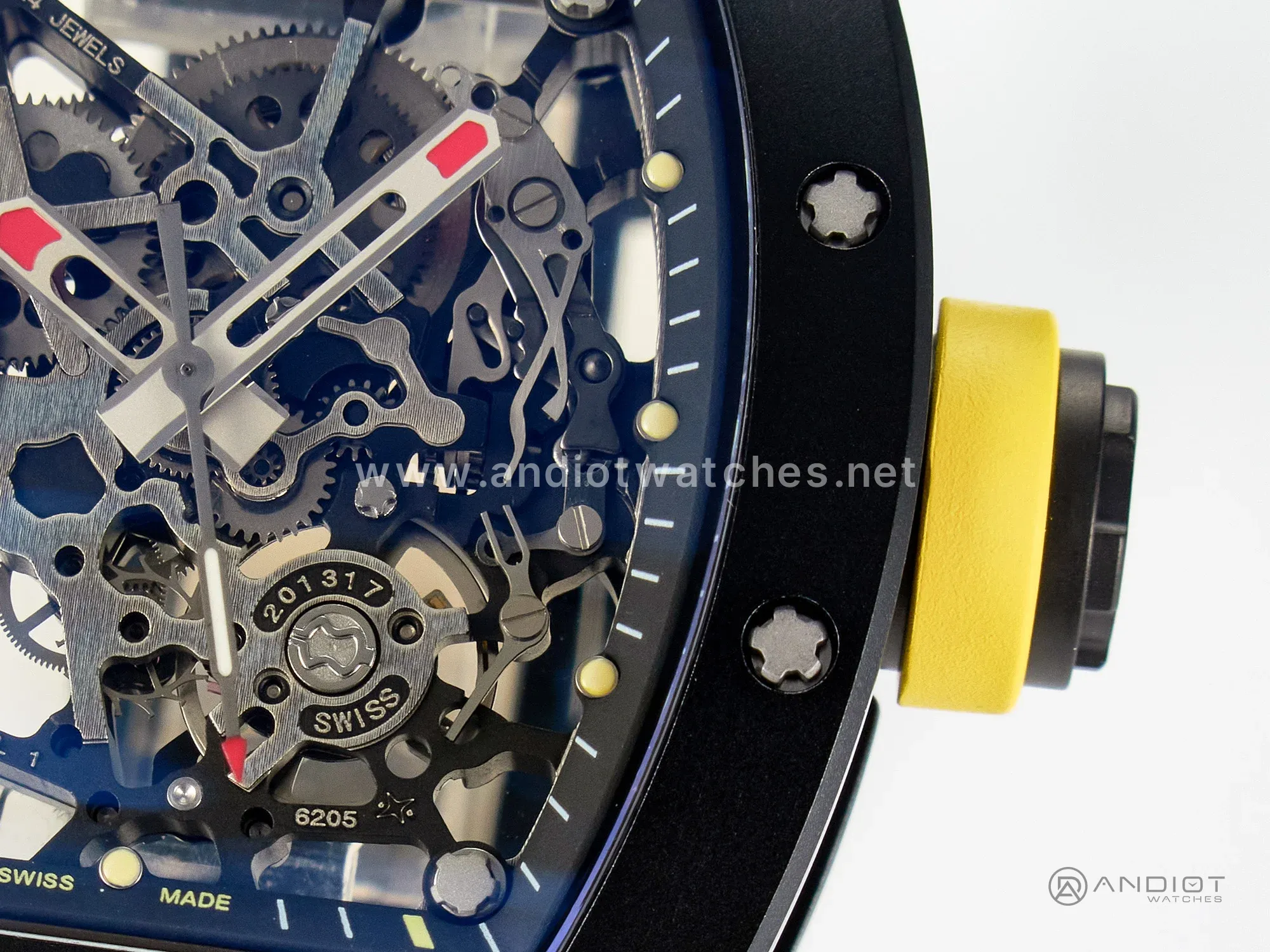 RM035-02 Black Ceramic SONIC Best Edition Skeleton Dial on Black Rubber Strap Clone RMUL1