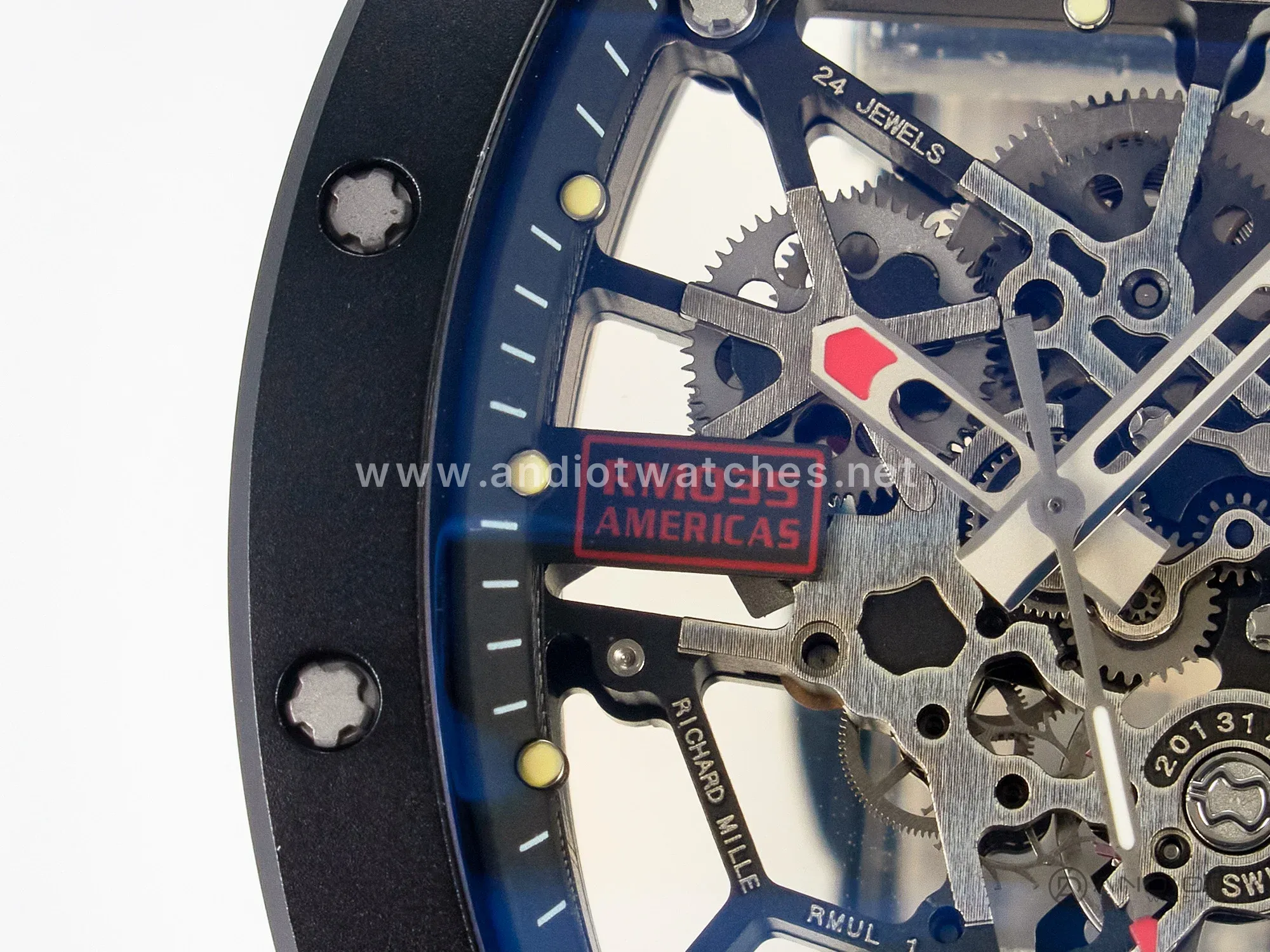 RM035-02 Black Ceramic SONIC Best Edition Skeleton Dial on Black Rubber Strap Clone RMUL1