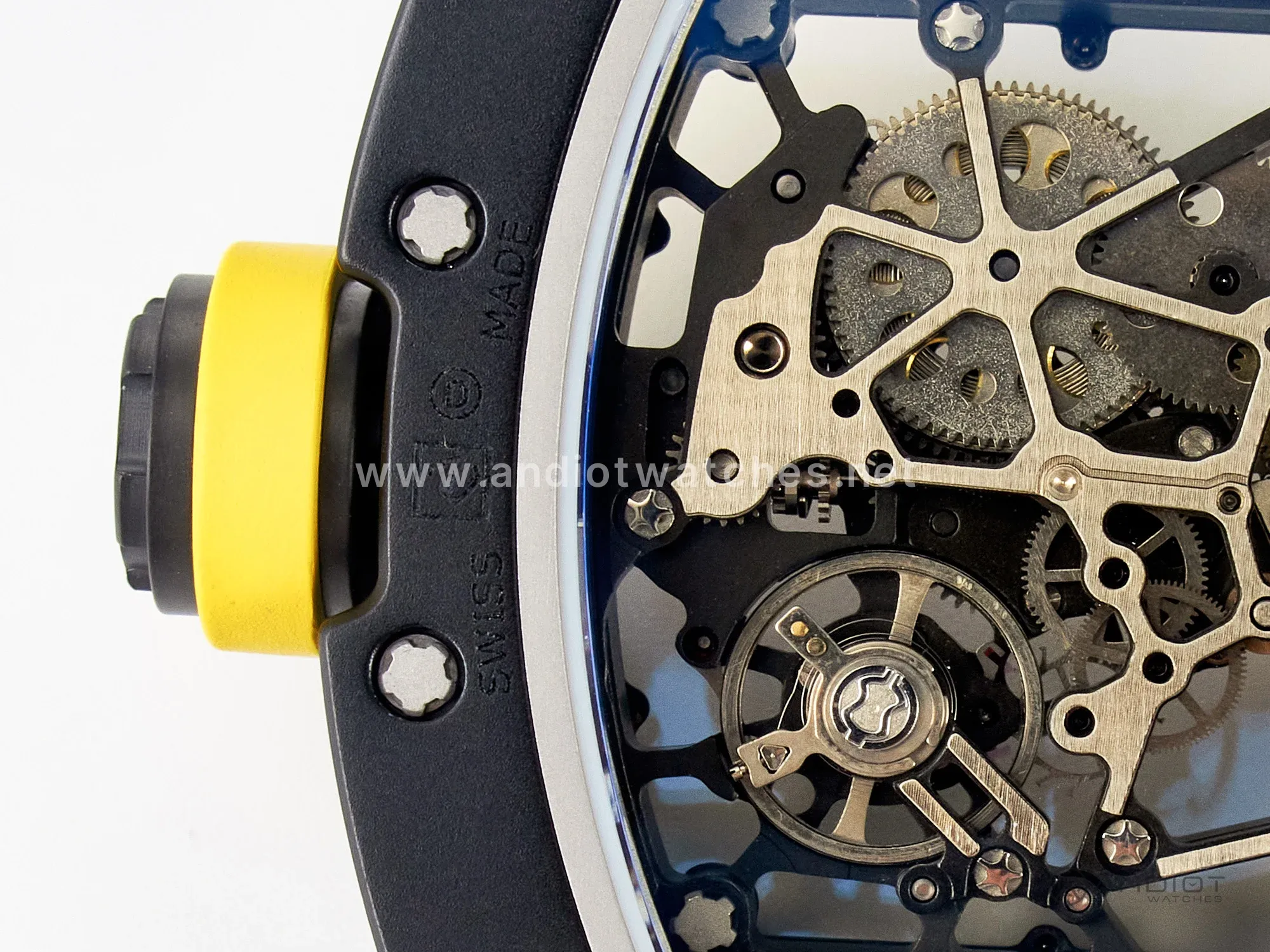 RM035-02 Black Ceramic SONIC Best Edition Skeleton Dial on Black Rubber Strap Clone RMUL1