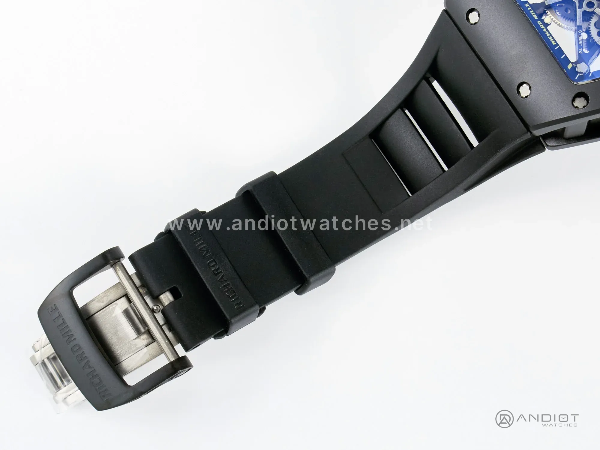 RM035-02 Black Ceramic SONIC Best Edition Skeleton Dial on Black Rubber Strap Clone RMUL1