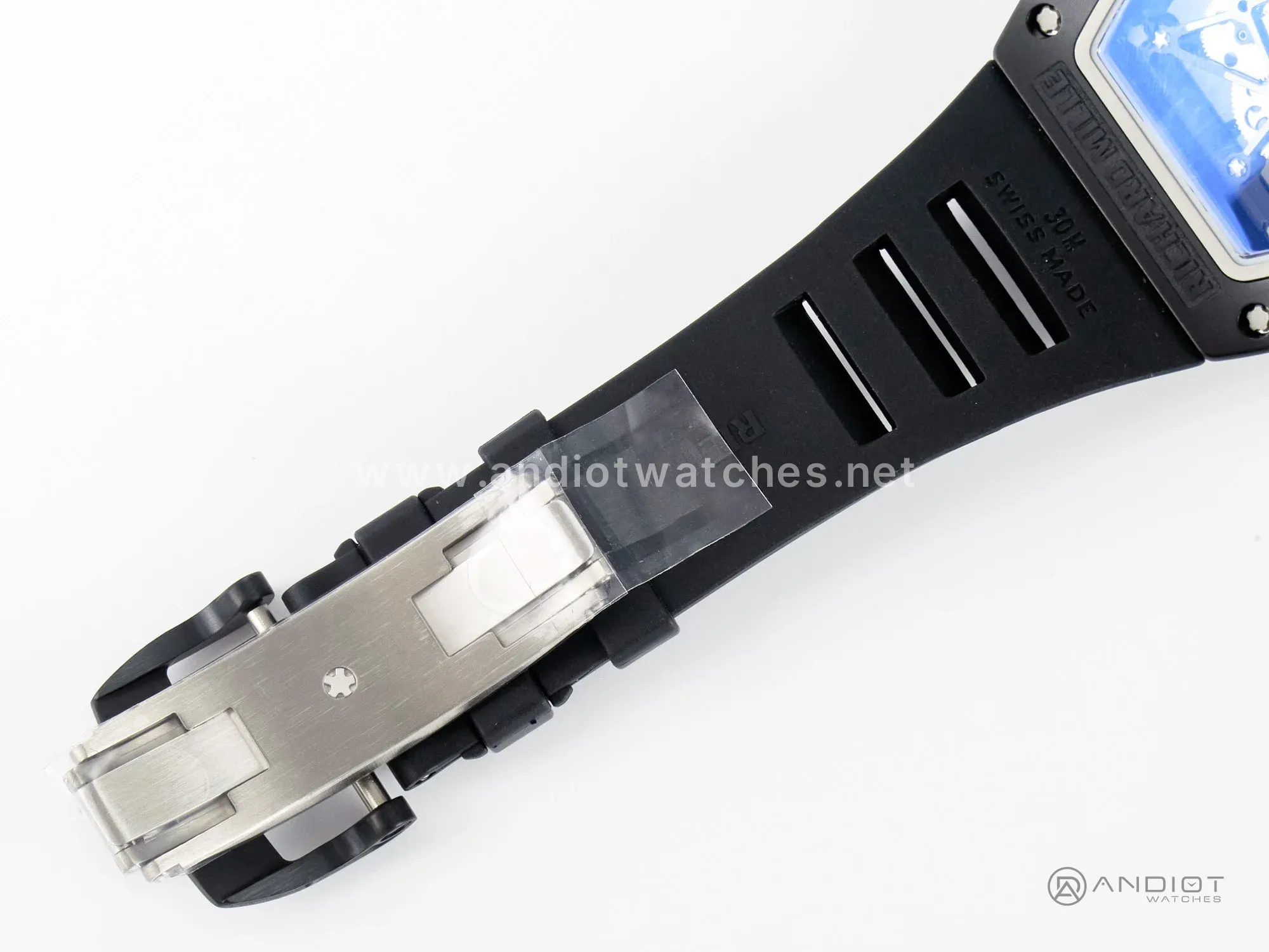 RM035-02 Black Ceramic SONIC Best Edition Skeleton Dial on Black Rubber Strap Clone RMUL1