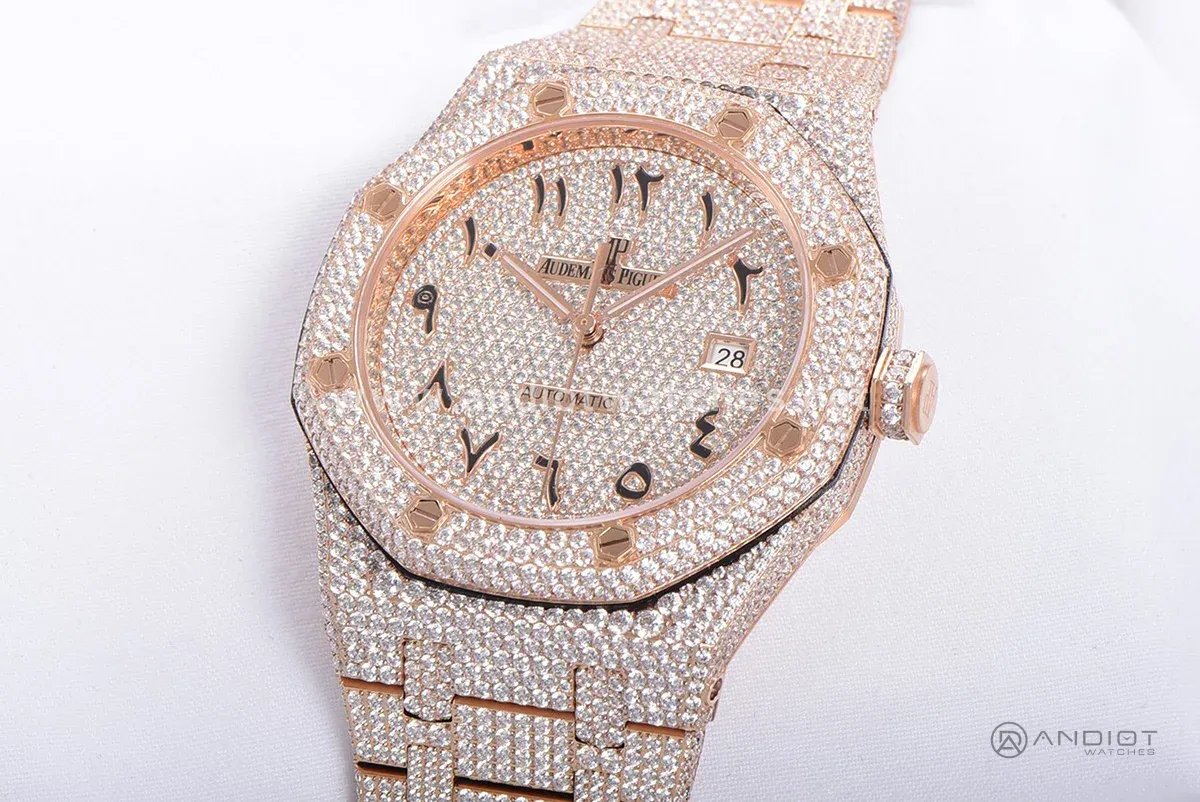 Royal Oak 41mm 15400 Iced Out Rose Gold in Arabic Markers