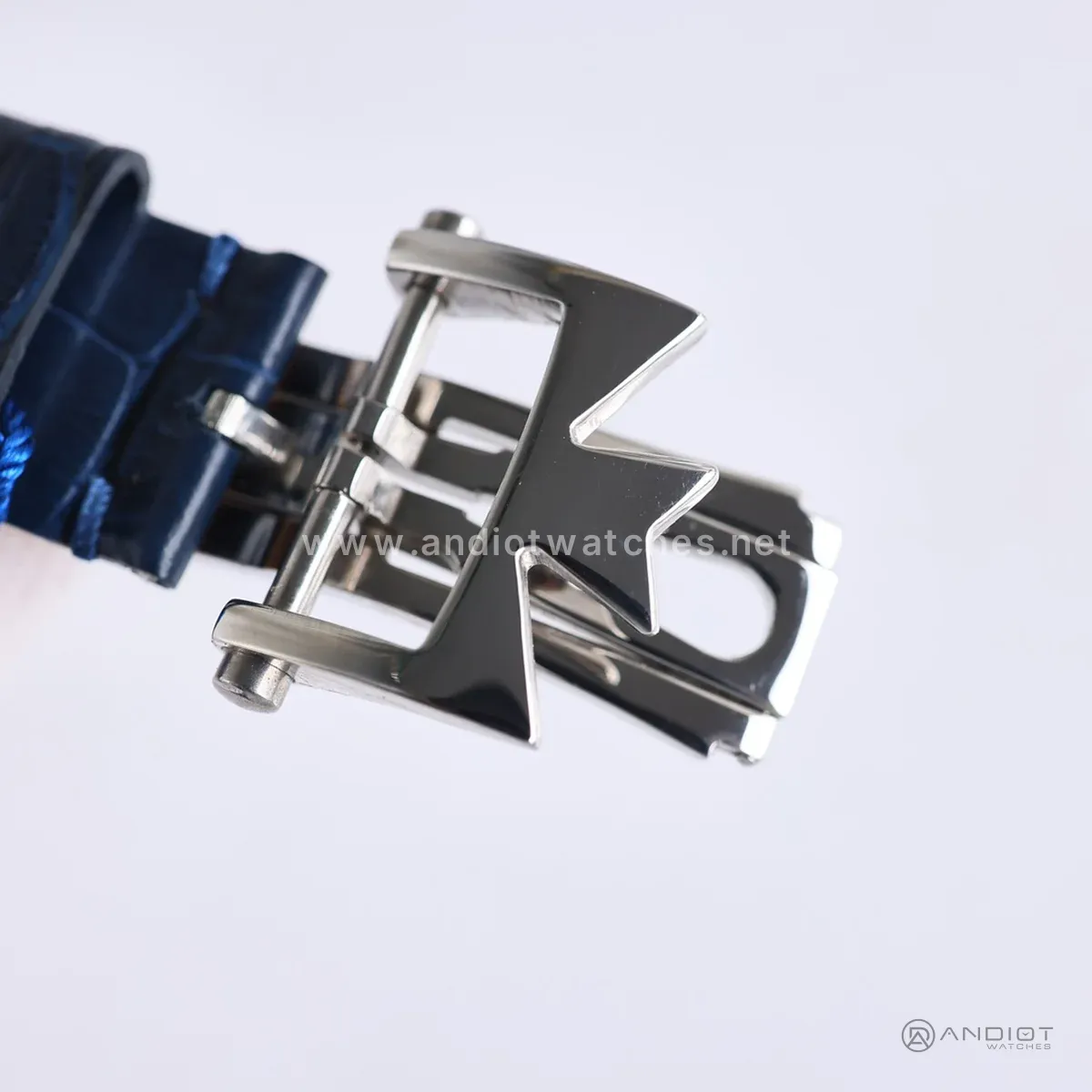 Traditionelle Tourbillon in Steel on Blue Leather Strap