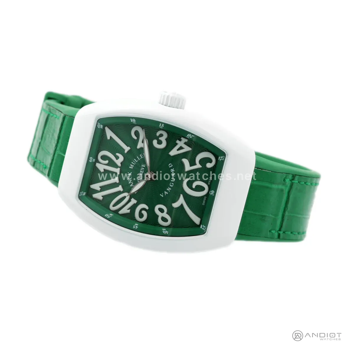 Vanguard Moonphase V32 Green Dial in Ceramic on Green Strap
