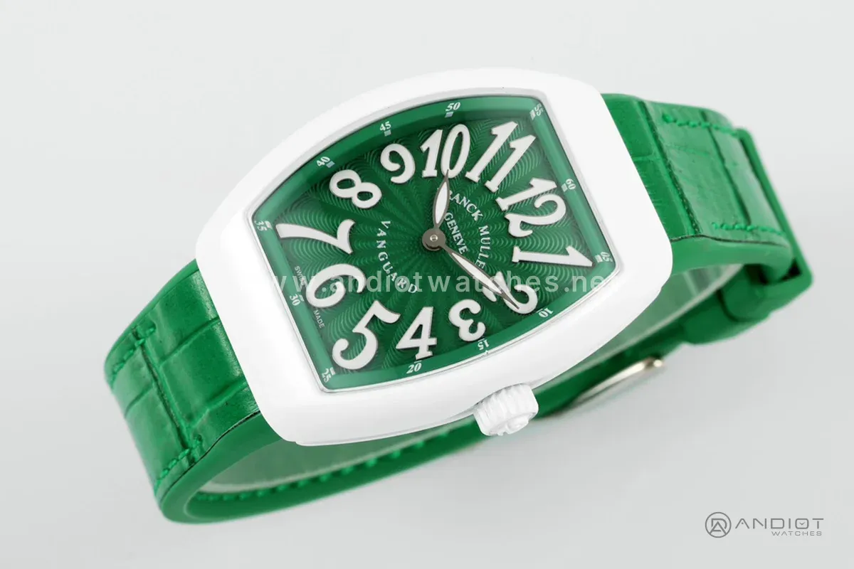 Vanguard Moonphase V32 Green Dial in Ceramic on Green Strap